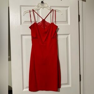 Express red mini bodycon dress